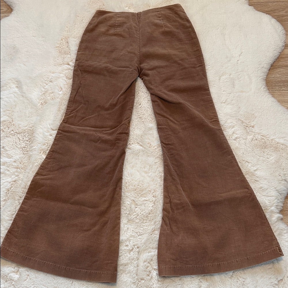 Super Groovy Authentic Vintage 70s Hippie Boho Tan Corduroy Wideleg Flares - Picture 15 of 16